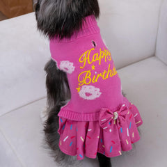CuteBone pink dog sweater back view — stylish knit for a snug, cute profile.