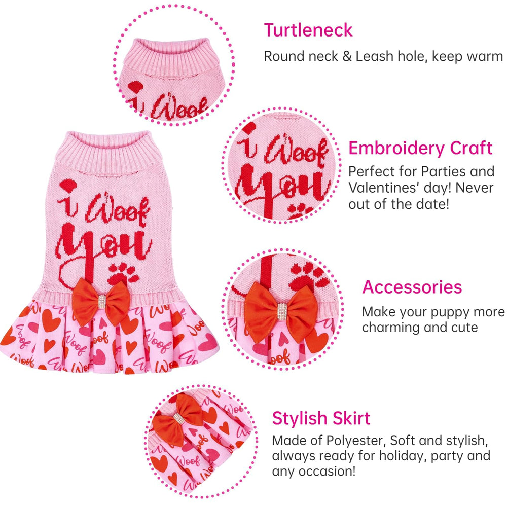 CuteBone pink dog sweater with leash hole enables quick, easy outdoor walks