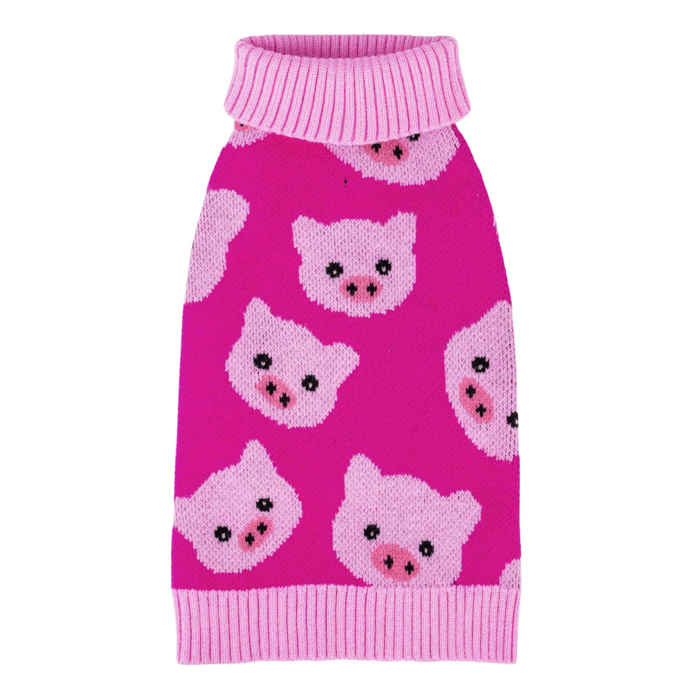 CuteBone pink pig-knit dog sweater keeps small dogs warm and adorable.