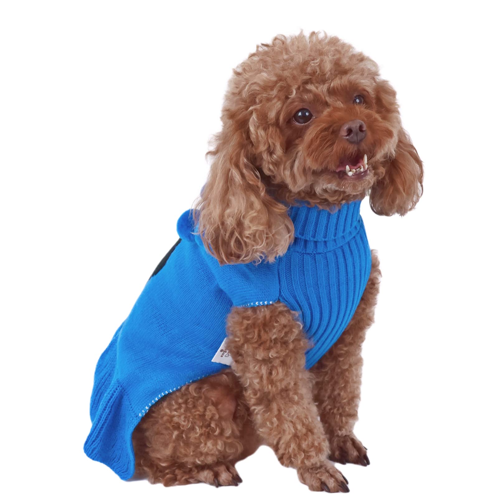 CuteBone penguin-pattern knit sweater shows craft pom pom back detail for playful charm.