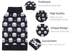 CuteBone Skull Halloween dog sweater back design emphasizes festive style and snug fit