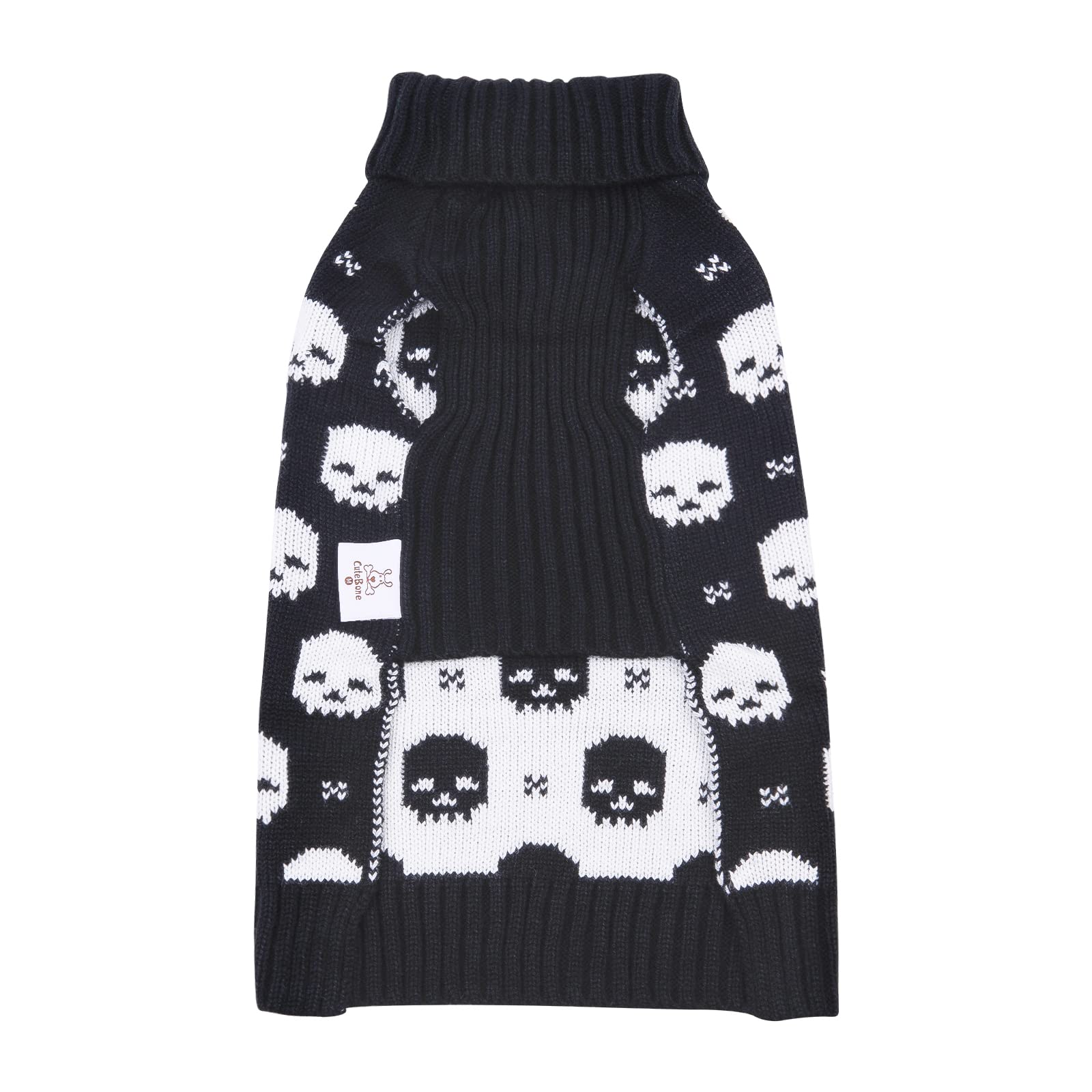 CuteBone Skull Halloween dog sweater model wearing shows adorable look for small dogs