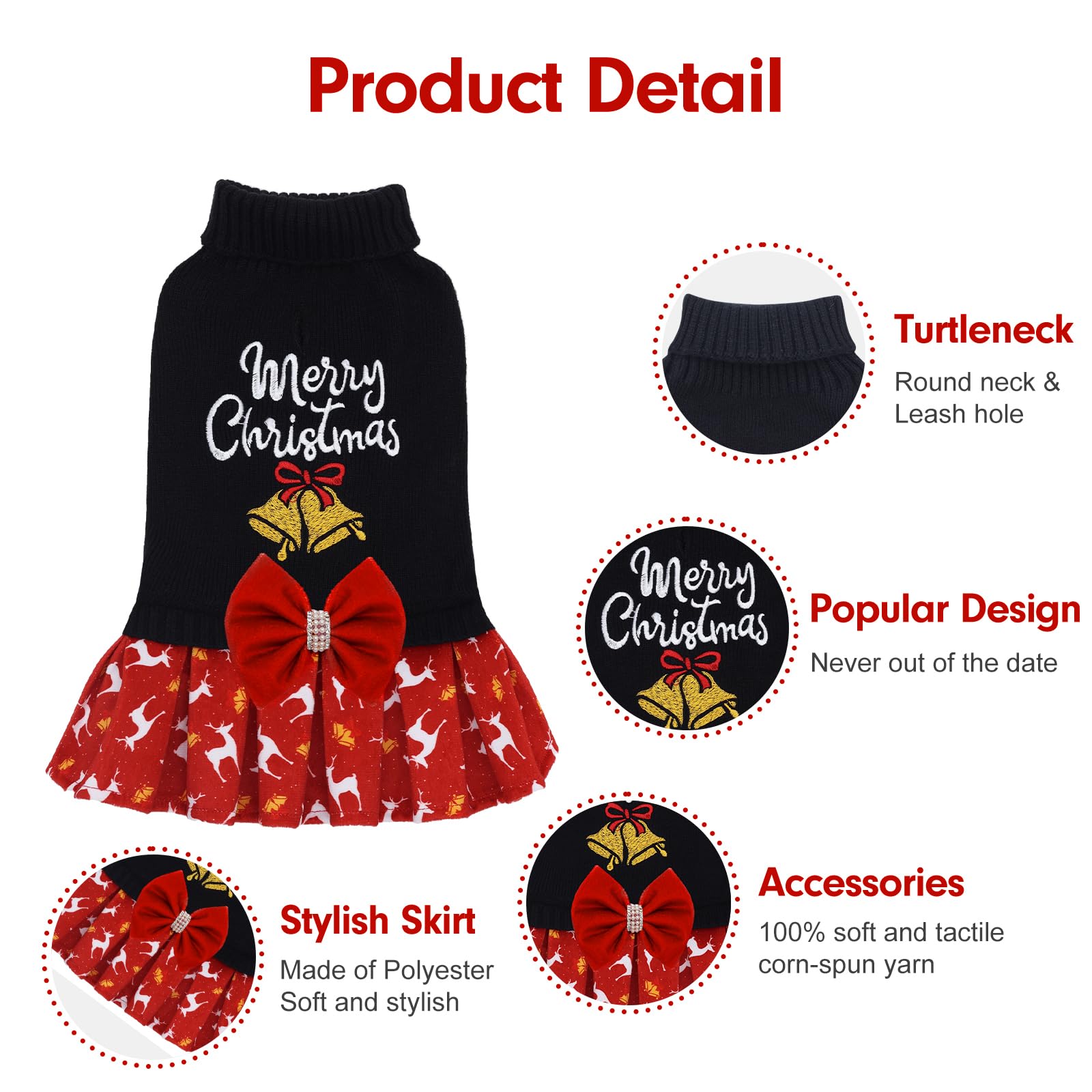 CuteBone small-dog knit sweater with festive design suits photos and parties.