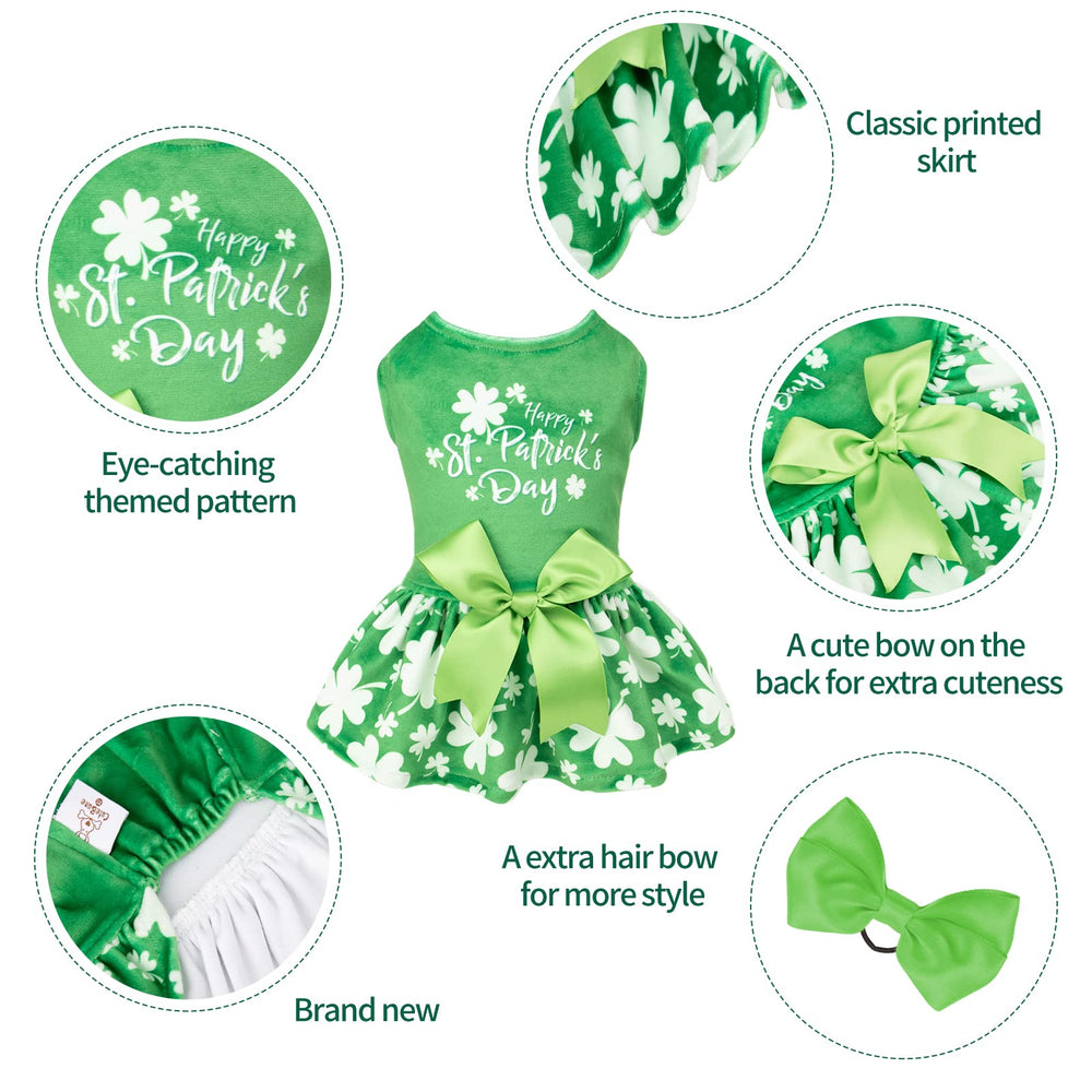 CuteBone St. Patrick's velvet dress back view shows Clover color for photos.