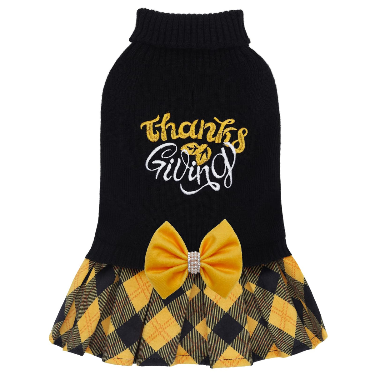 CuteBone Thanksgiving dog sweater embroidery highlights festive charm for holiday photos