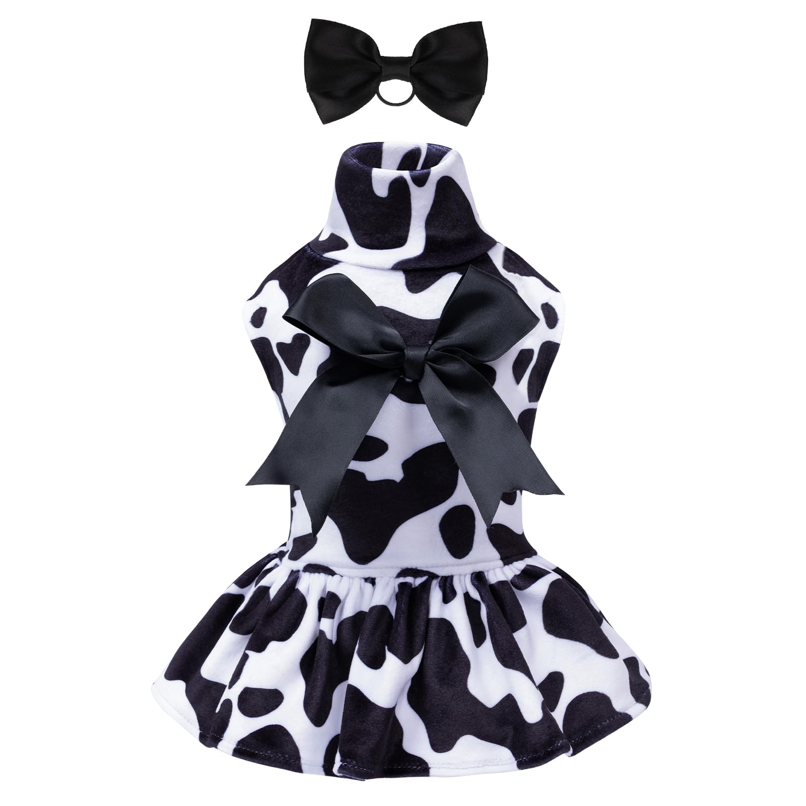 CuteBone turtleneck velvet dress front view for small dogs offering stylish seasonal warmth.