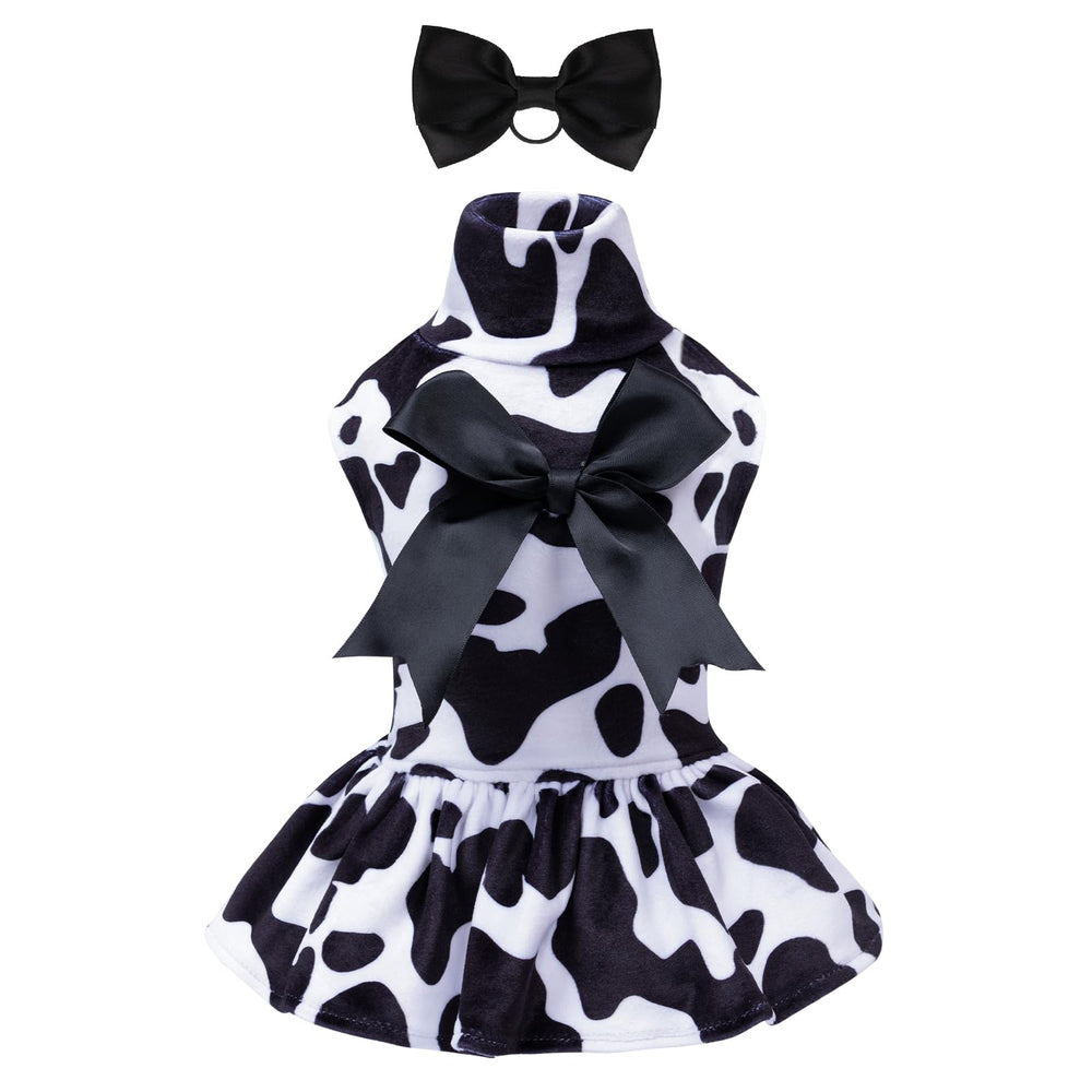 CuteBone turtleneck velvet dress front view for small dogs offering stylish seasonal warmth.