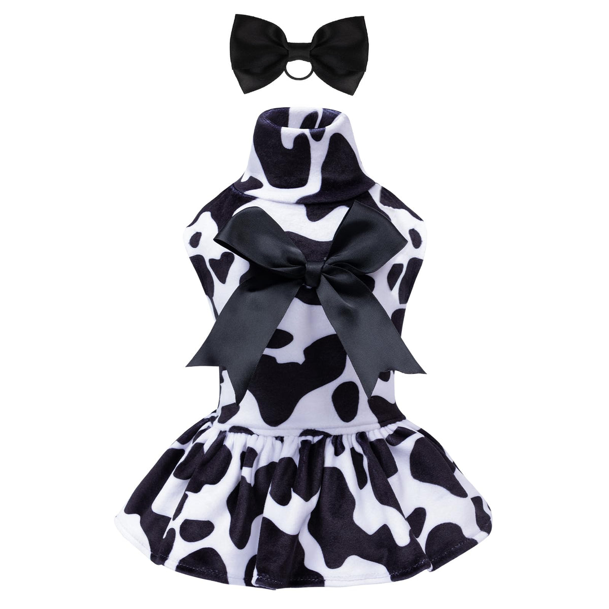 CuteBone turtleneck velvet dress front view for small dogs offering stylish seasonal warmth.
