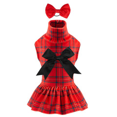 CuteBone Velvet Turtleneck Dress front view showing cozy fabric for small dogs.