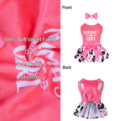 CuteBone velvet-dress includes matching bow hair rope for a coordinated look.