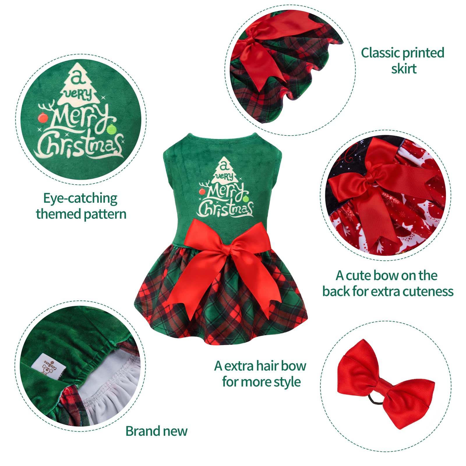 CuteBone velvet dress for small dogs with back length 14in and chest 16in, stylish and breathable.