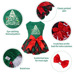 CuteBone velvet dress for small dogs with back length 14in and chest 16in, stylish and breathable.