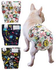 CuteBone washable dog diapers with no-tail-hole pack keep docked-tail dogs dry and tidy