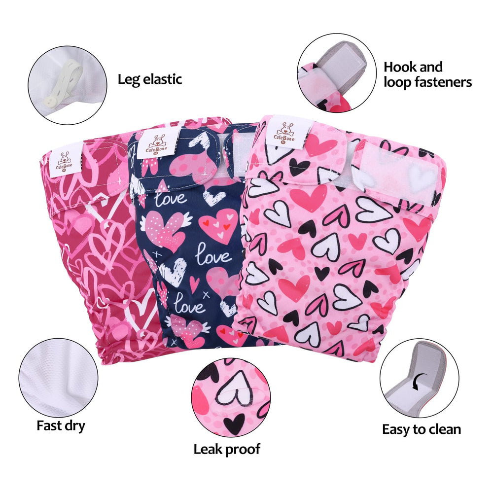 CuteBone diaper with hook-and-loop closures for easy on/off