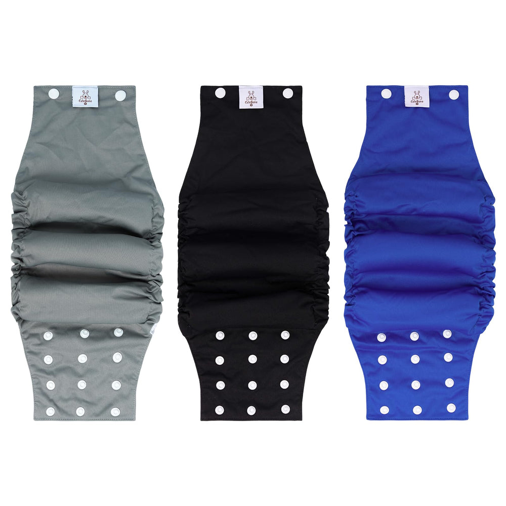 CuteBone front view diaper with snaps for secure male-fit protection.