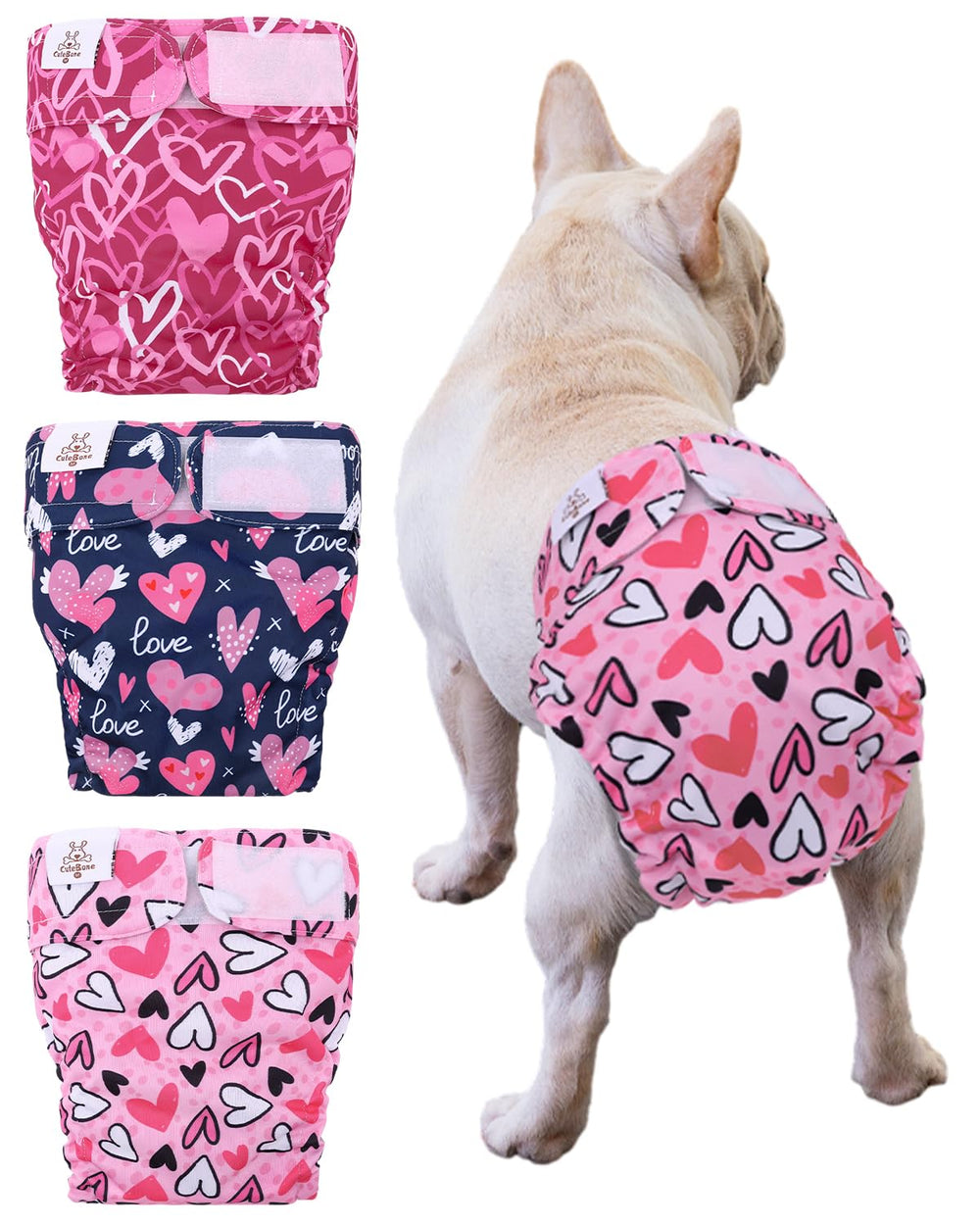 CuteBone no-tail-hole diaper for docked-tail dogs prevents leaks on walks