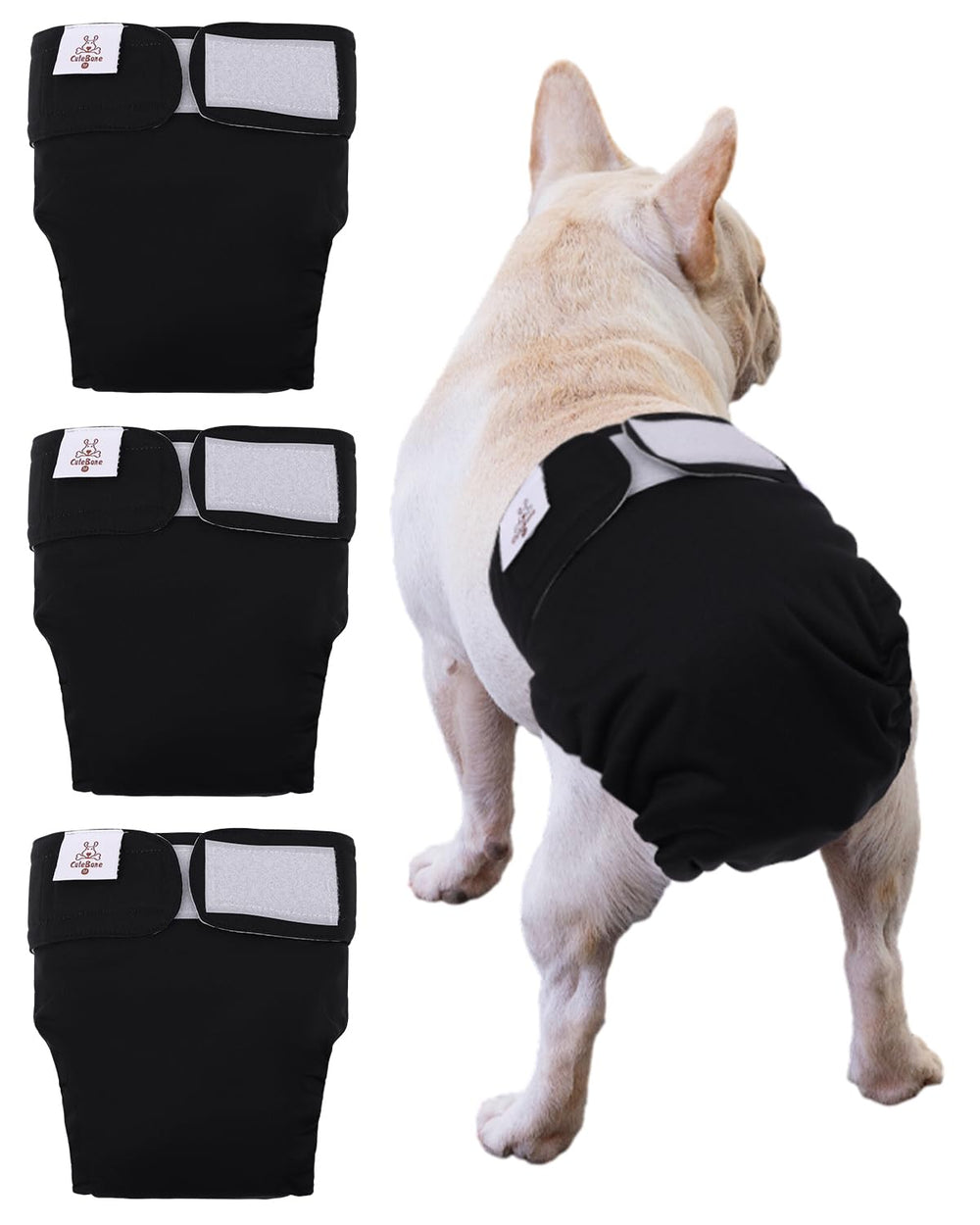 CuteBone washable dog diapers pack-1 demonstrates leak-proof protection for docked-tail breeds