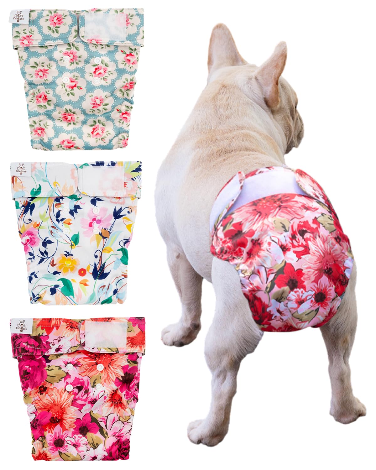 CuteBone No-Tail Hole diapers for docked-tail dogs keep mess contained
