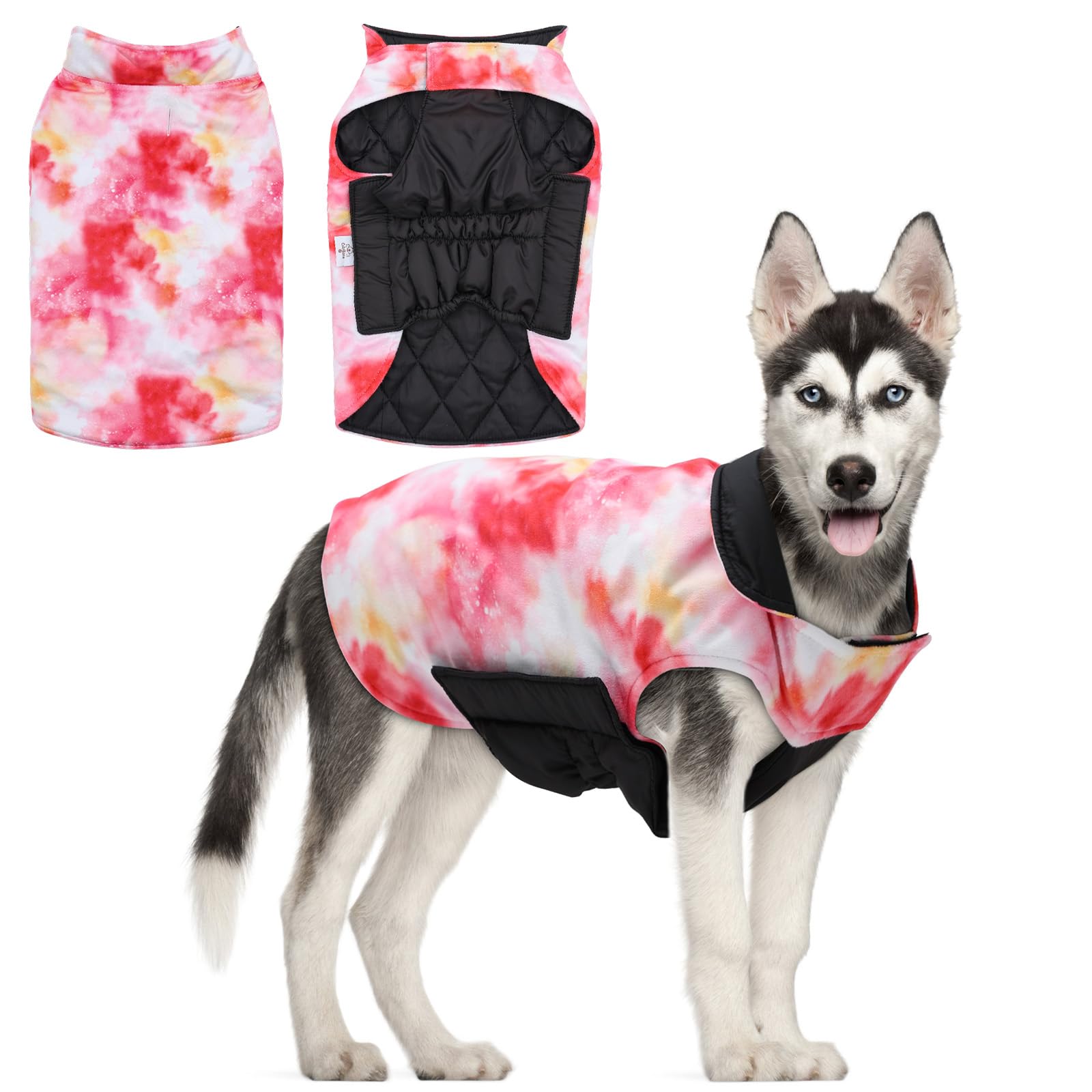 CuteBone winter dog coat front view with waterproof exterior and soft fleece lining.