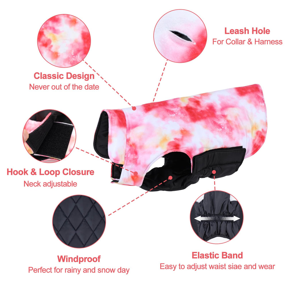 CuteBone winter dog coat reversible design shown for two looks.