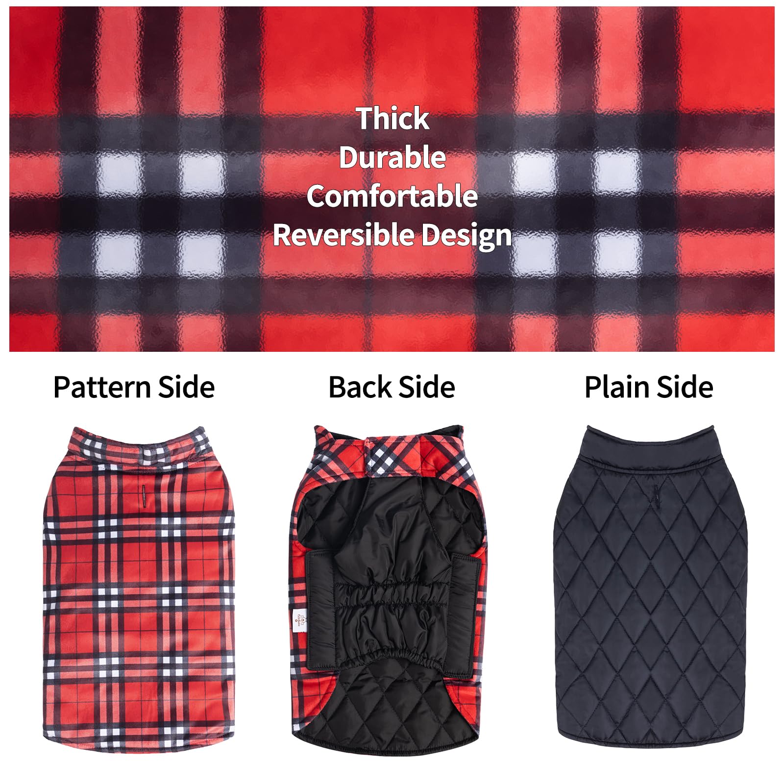 Windproof and waterproof outer shell keeps your dog dry during walks