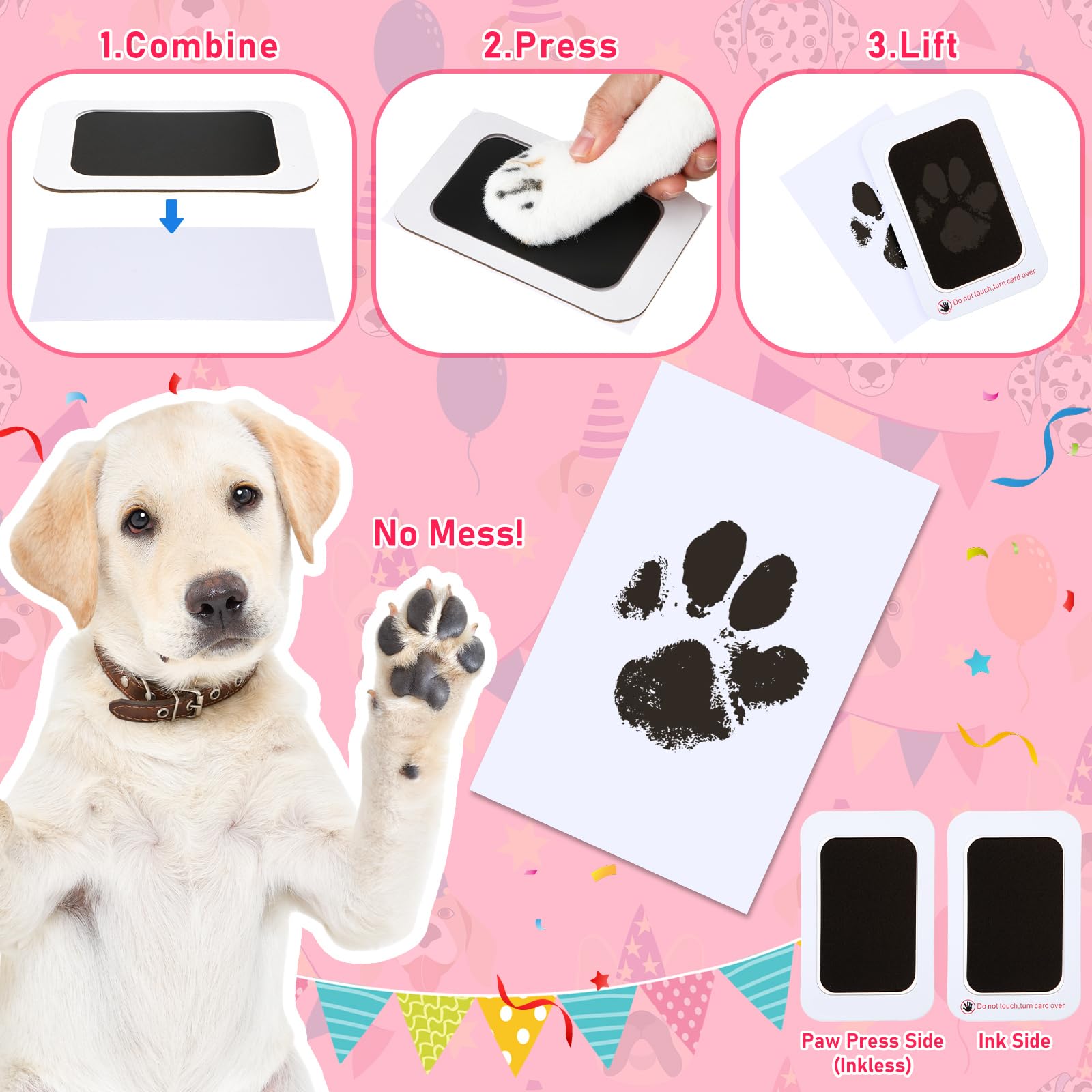 Cutecrop dog 1st-birthday paw print kit—non-stain ink pad for keepsake paw prints
