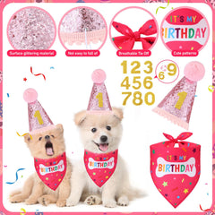 Cutecrop dog 1st-birthday pink bandana—soft cotton for comfortable celebrations
