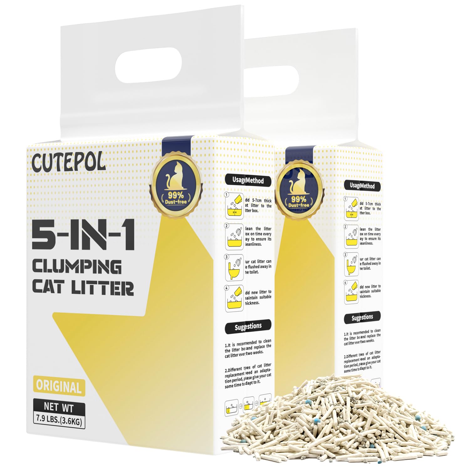 Cutepol Mixed 5-in-1 litter original bag front for easy storage and display.