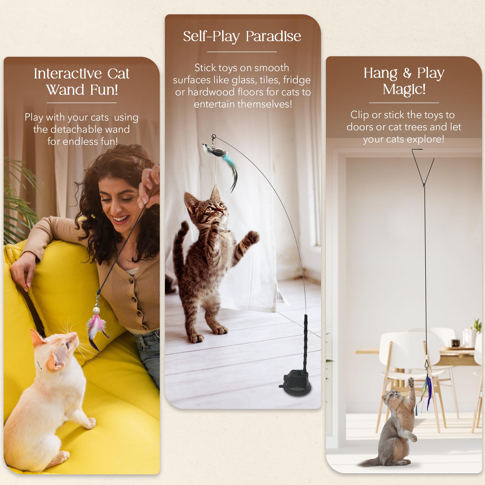 CUTIE PAW PAL natural feathers and bells enhance realistic bird stimulation for cats