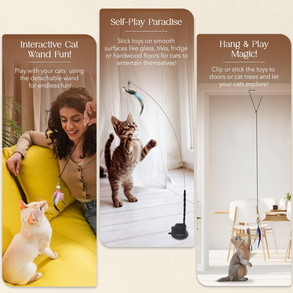CUTIE PAW PAL natural feathers and bells enhance realistic bird stimulation for cats
