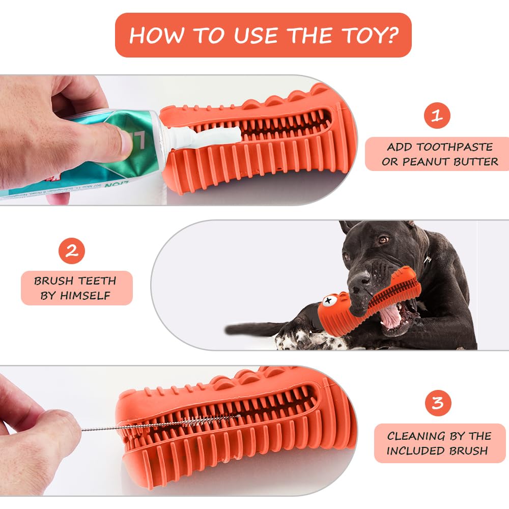 Cutiful gator dog toy bristles clean teeth while chewing.