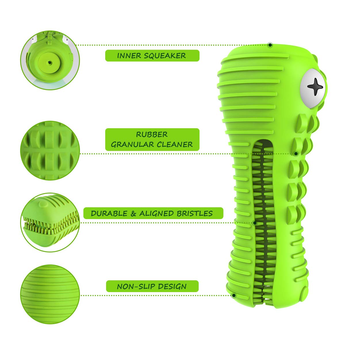 Cutiful gator toy with cleaning brush included for easy maintenance