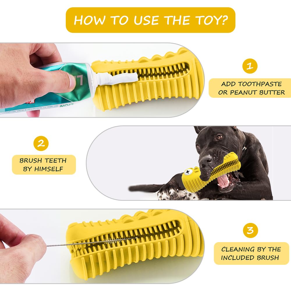 Cutiful gator toy ridges and bristles aid gentle tooth cleaning