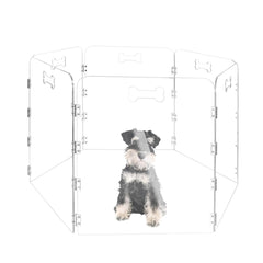 Cutora acrylic dog playpen front view with clear panels for easy supervision.