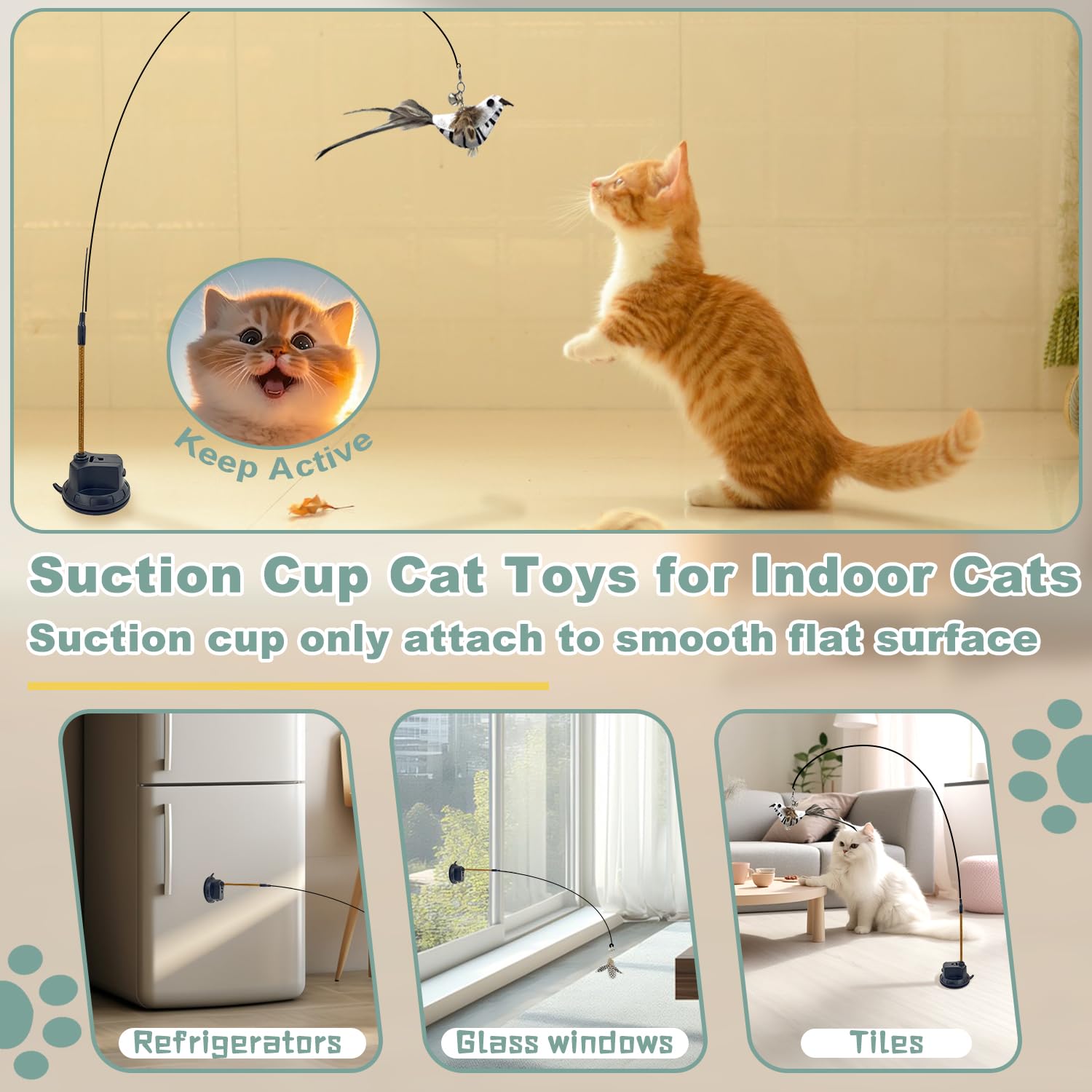 CUUOOT kitten toys feather windmills replacement adds dynamic motion for chase behavior