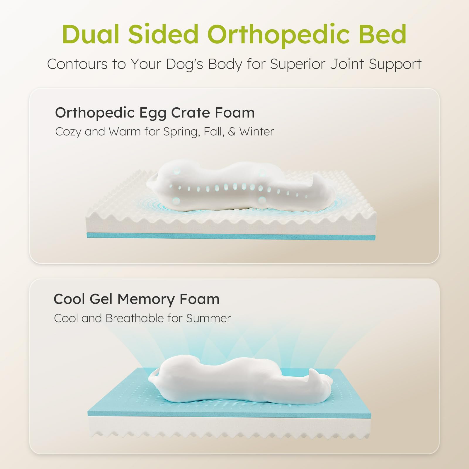 CWAWZ dog bed cooling-gel-foam keeps pets comfortable on hot days.