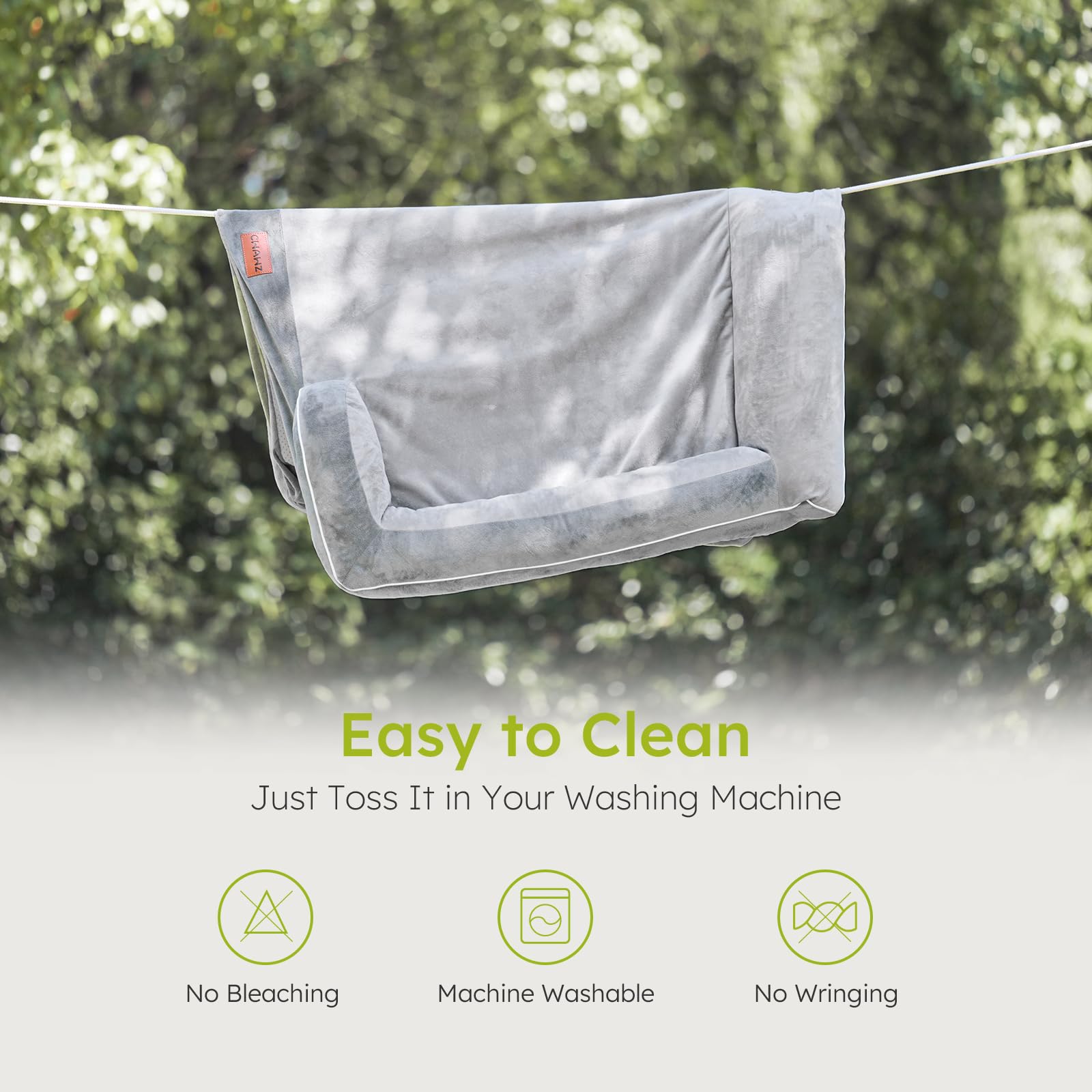 CWAWZ dog bed-easy-care-maintenance image highlights simple cleaning and durable design.