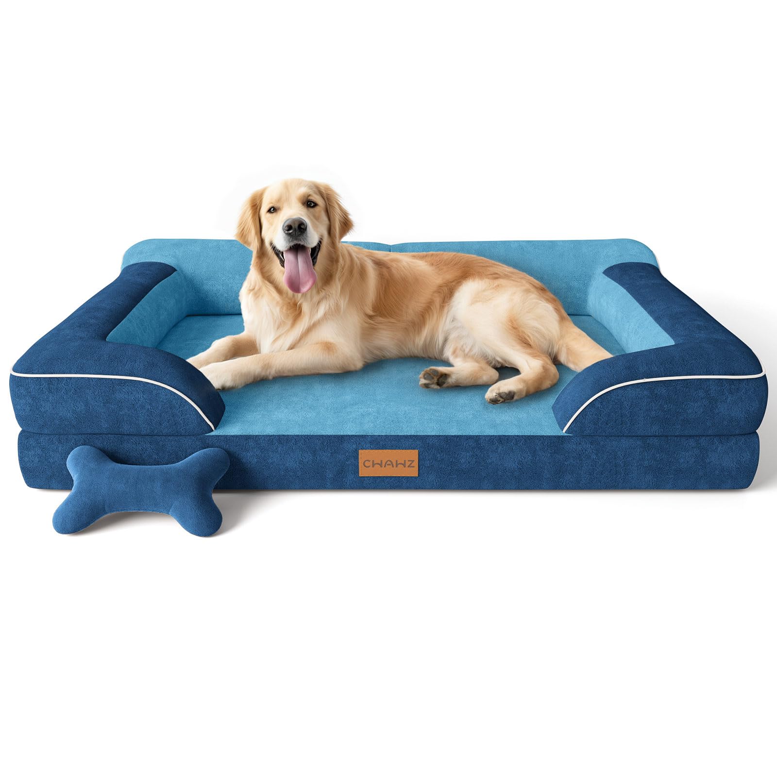 CWAWZ extra-large dog bed showing orthopedic foam layer for joint support.