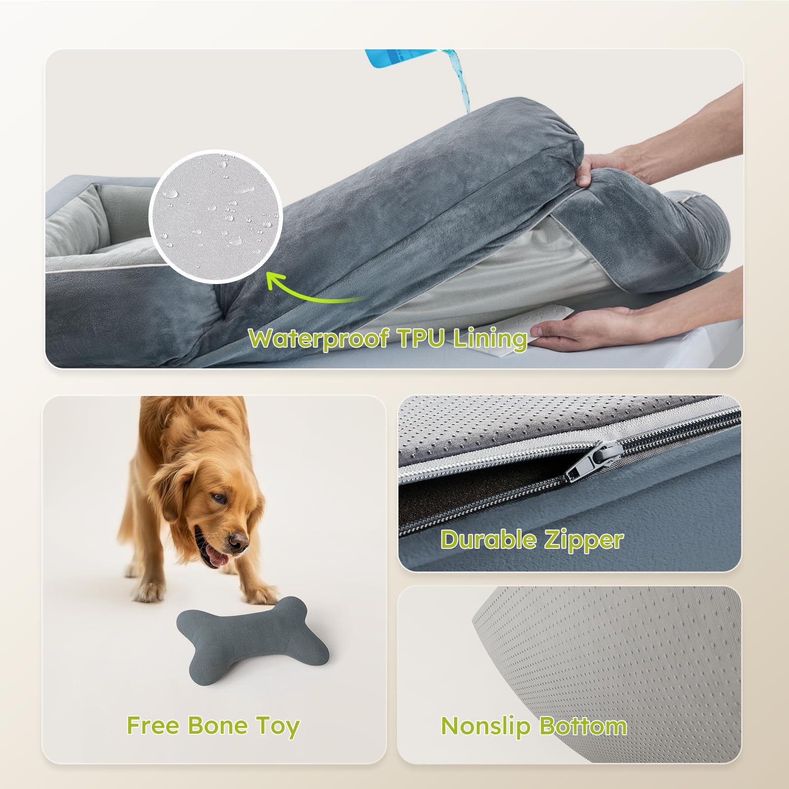 CWAWZ waterproof lining protects foam from spills and moisture.