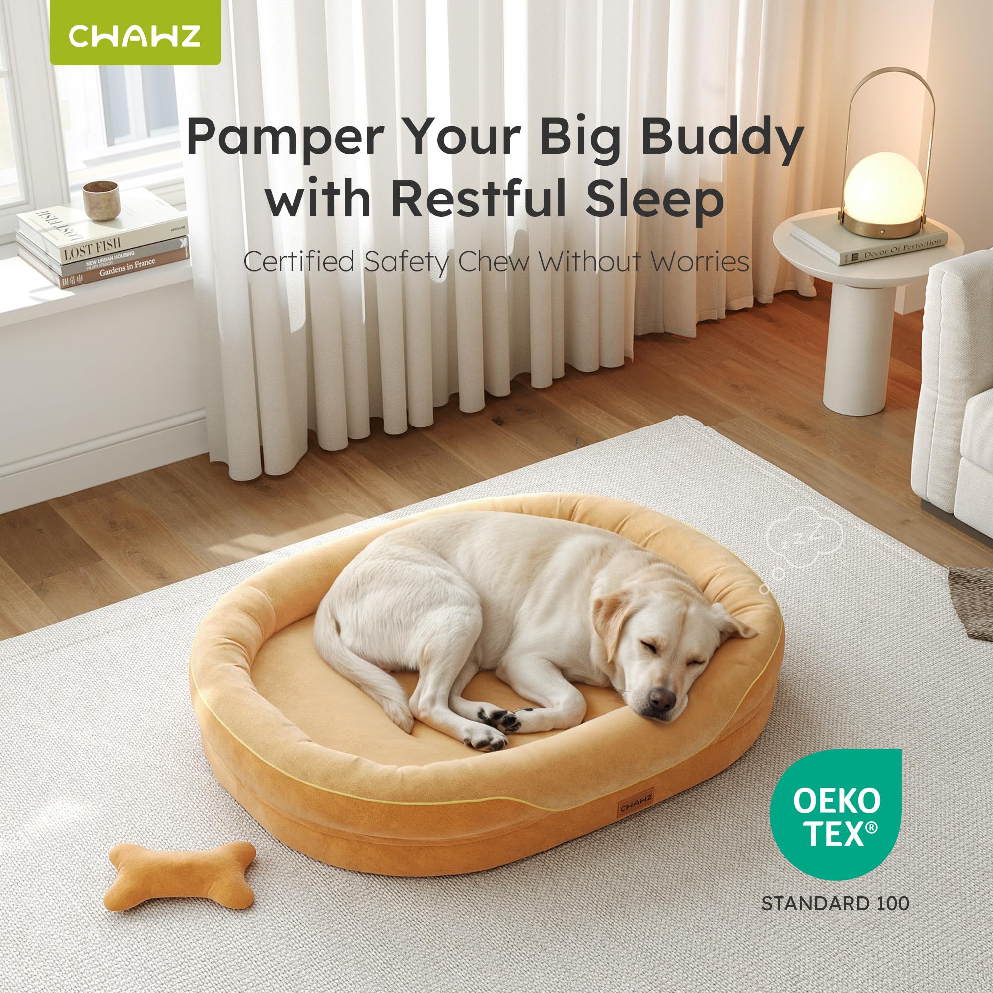 CWAWZ Jumbo Orthopedic Dog Bed bottom view shows non-slip bottom for stable placement.