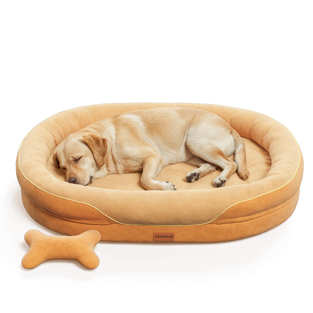 CWAWZ Jumbo Orthopedic Dog Bed full-surround bolsters side view highlights secure den-like support.