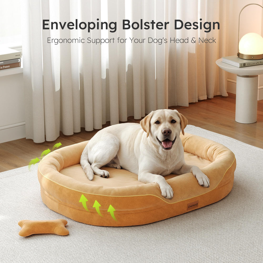 CWAWZ Jumbo Orthopedic Dog Bed memory foam cooling top view emphasizes cooling comfort.