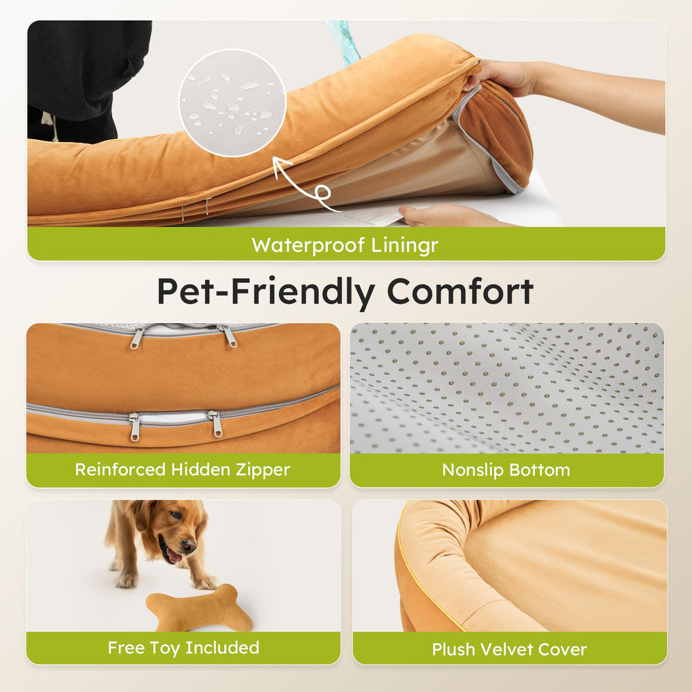 CWAWZ Jumbo Orthopedic Dog Bed memory foam side-panel detail illustrates soothing contouring.