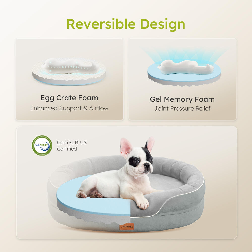 CWAWZ large bed with wrap-around bolsters offers a safe den-like retreat.