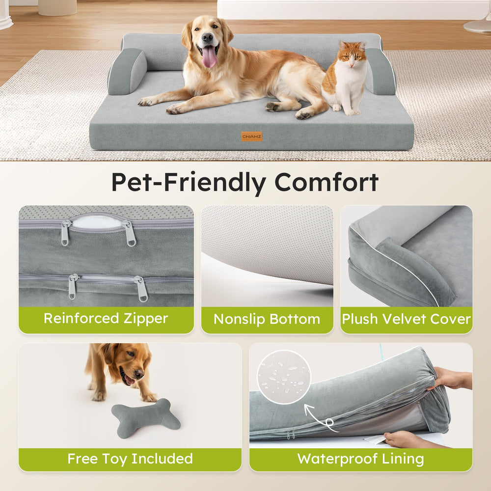 CWAWZ large orthopedic dog bed non-slip bottom prevents sliding