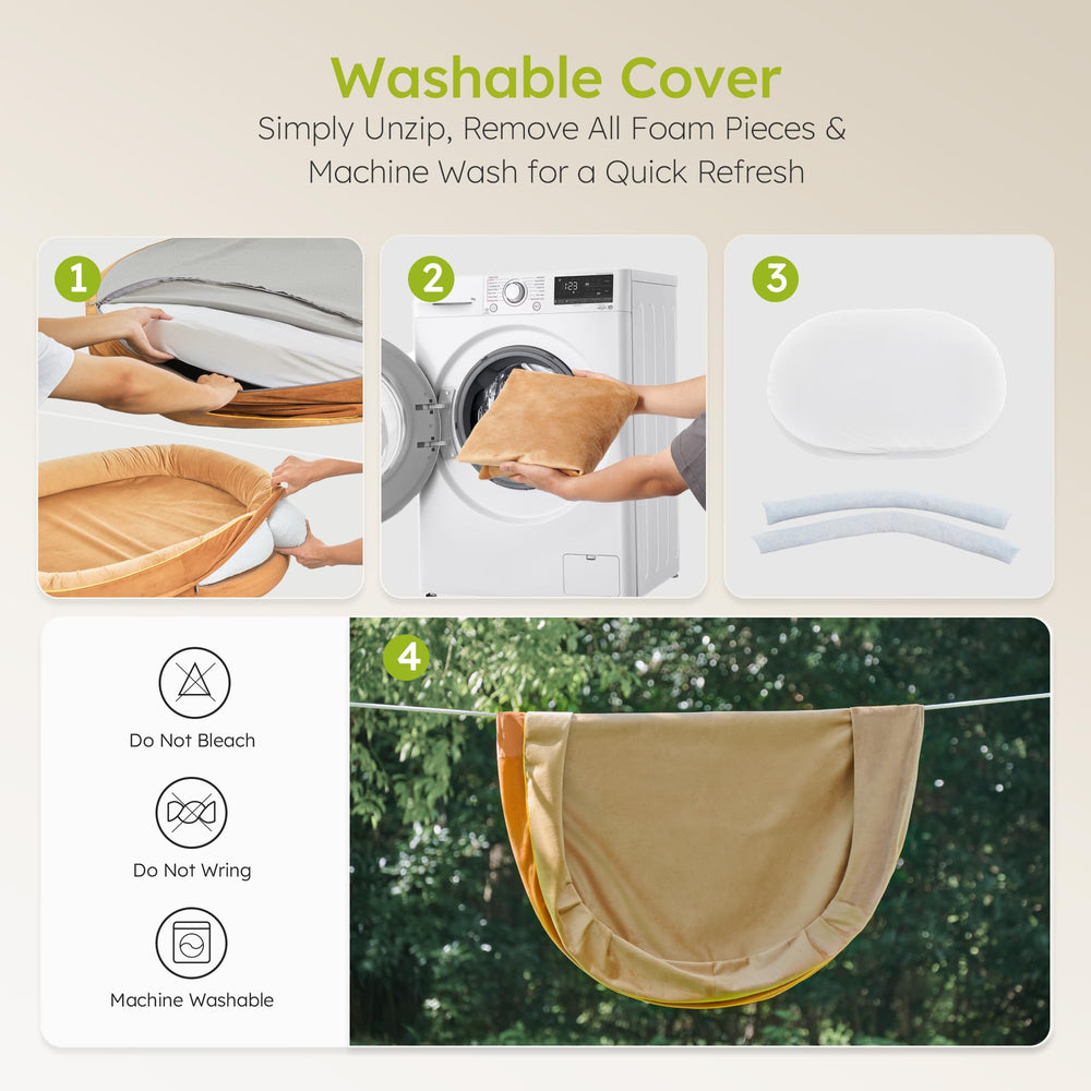 CWAWZ bed removable cover image illustrating machine-washable convenience.