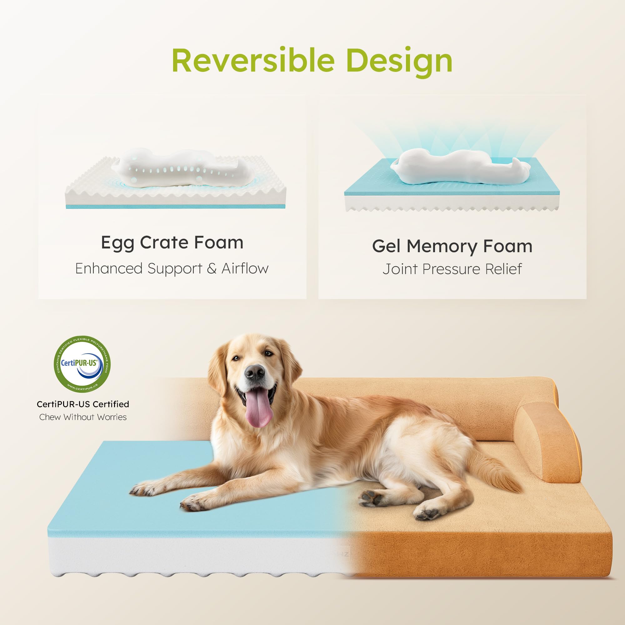CWAWZ XL memory foam close-up demonstrating slow-rebound cooling comfort for joints.