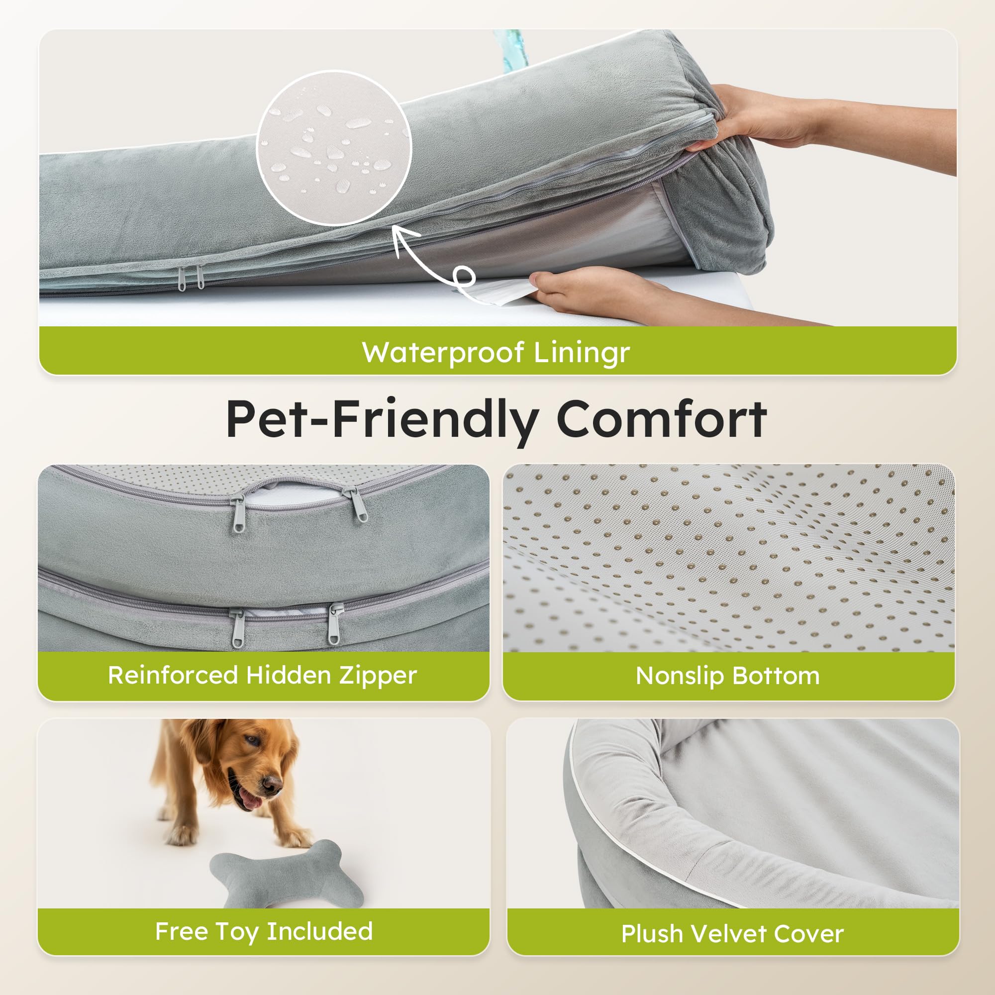 CWAWZ XL orthopedic bed waterproof lining protects against spills and accidents.