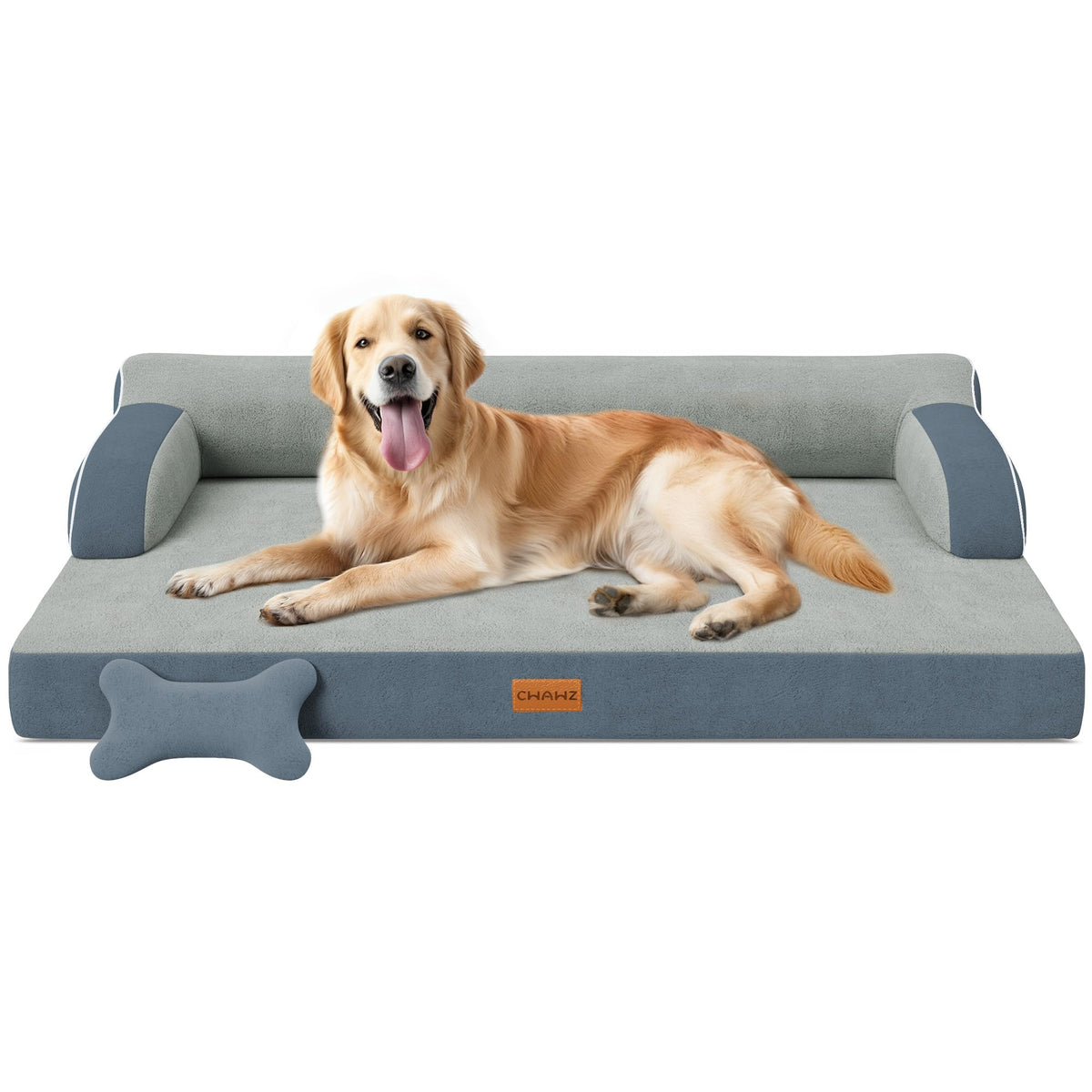CWAWZ XL orthopedic dog bed front view highlights sturdy support for cozy lounging.