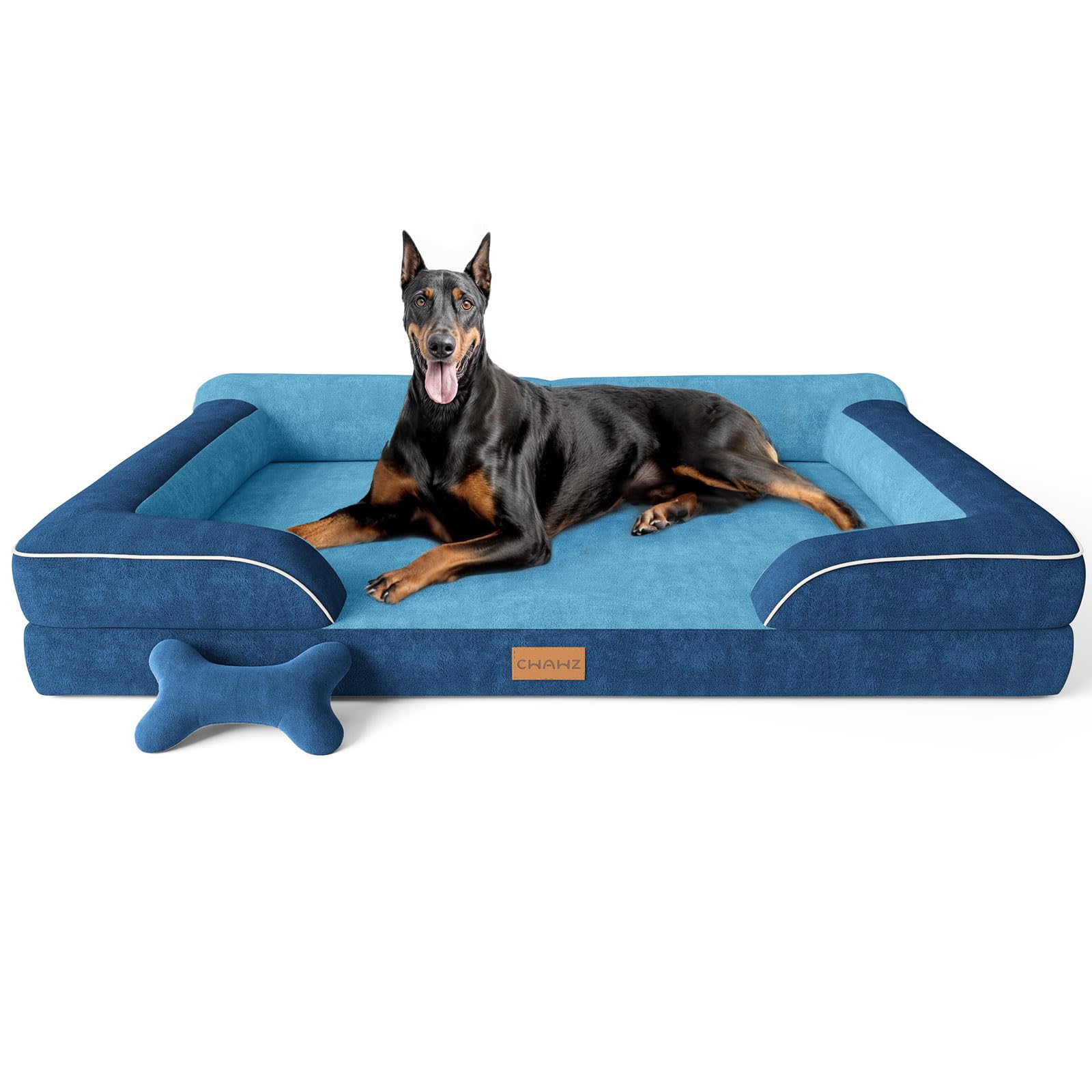CWAWZ XXL dog bed 53-inch foam layer for joint support and comfort.